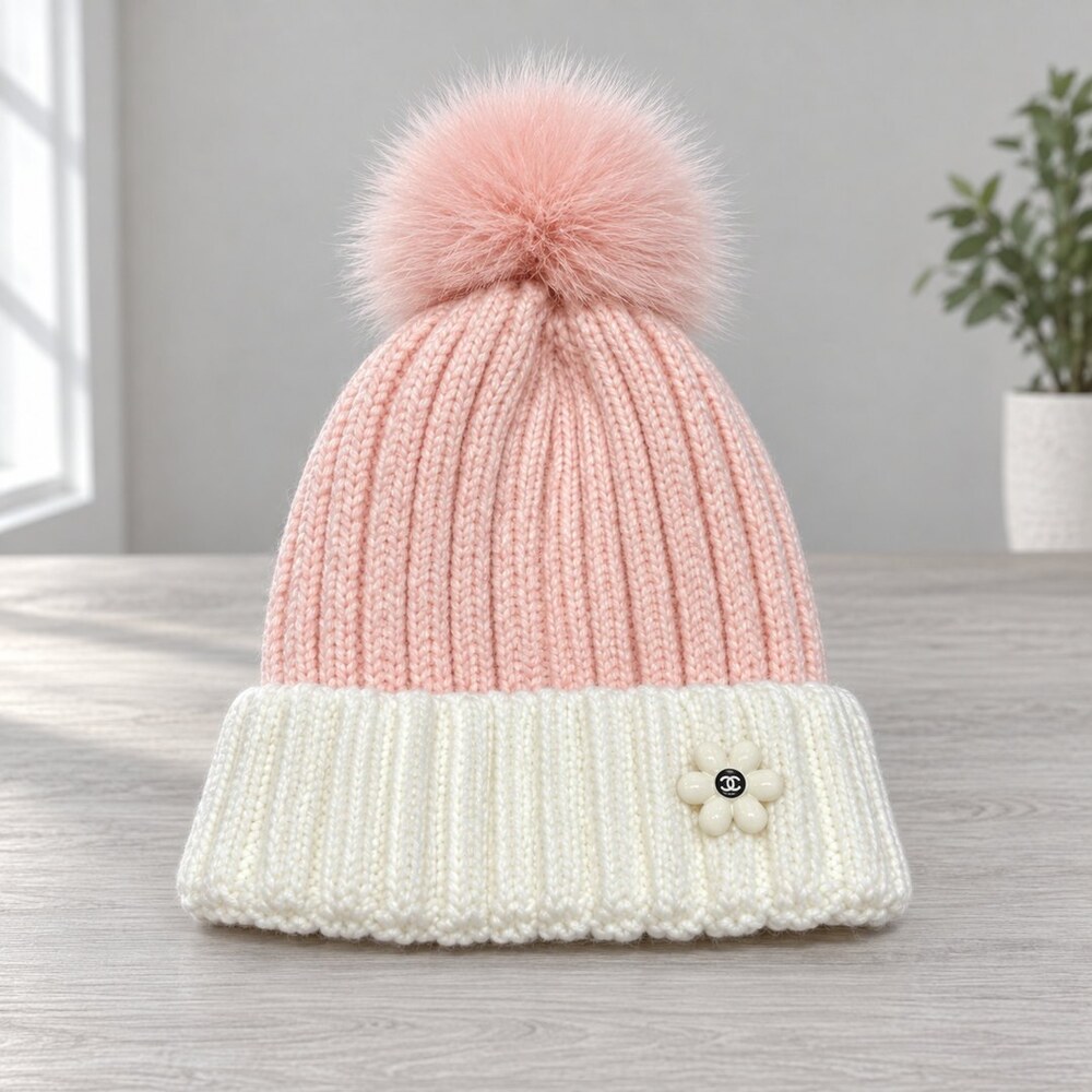 CHANEL Two-Tone Knit Beanie